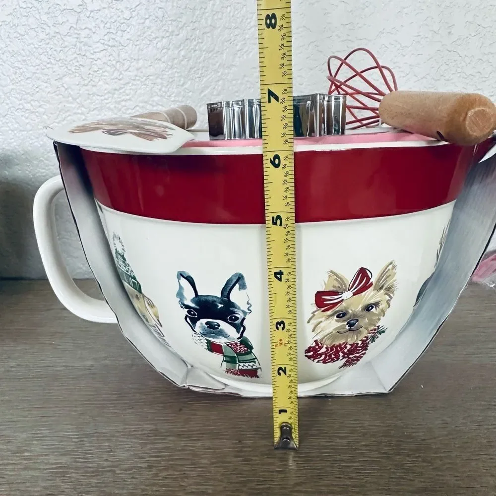 Christmas Dogs 5-pc Bakeware Mixing Bowl Utensils Holiday Gift Set